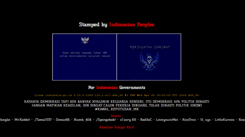 Situs Pemerintah Diretas Hacker Beraksi dengan Poster Peringatan Darurat